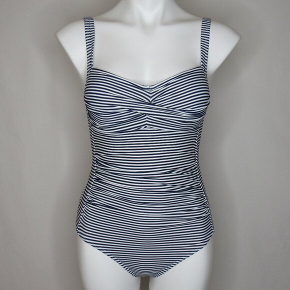 Nip Tuck Sorrento Stripe JOANN One Piece Blue Swimsuit Women's 6 - Picture 1 of 9